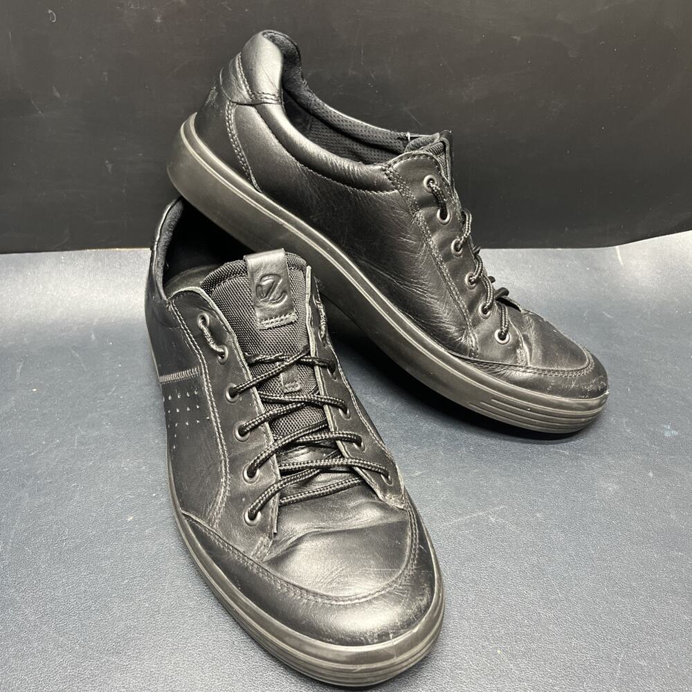 Ecco Men's Soft Classic Lace Sneaker Black Leather EU 47 Size 13 US